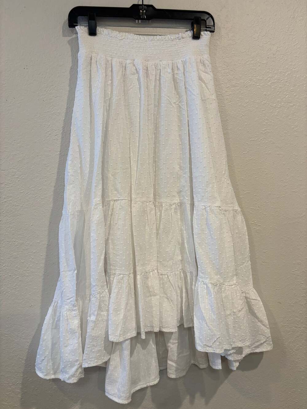 Lauren Conrad Whie Cotton Tiered Maxi Skirt